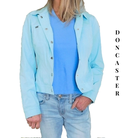 Doncaster Jackets & Blazers - DONCASTER LIGHT BLUE COTTON SNAP JACKET/BLAZER